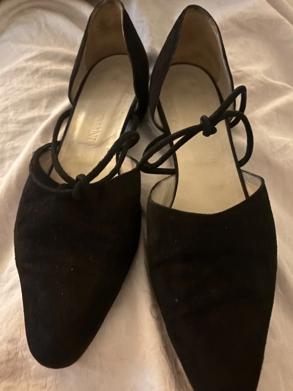 Black suede Giorgio Armani flat mules